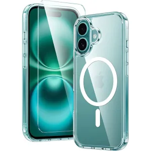 FNTCASE for iPhone 16 6.1 inch Case: Magnetic Charging Anti Yellowing Shockproof Magsafe Support Phone Case Casual Texture