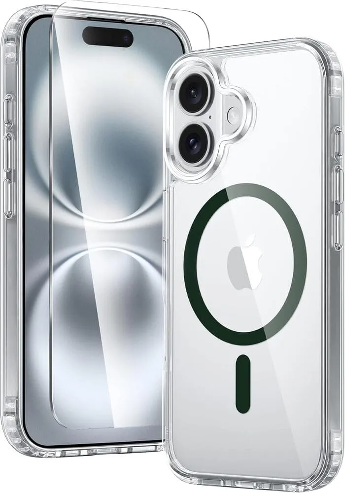 FNTCASE for iPhone 16 6.1 inch Case: Magnetic Charging Anti Yellowing Shockproof Magsafe Support Phone Case Rugged Protection Minimal Detail