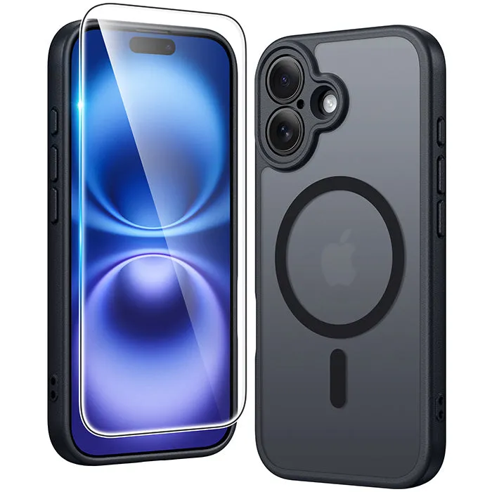 Protective barrier FNTCASE for iPhone 16 Case: Strong Magnetic Translucent Matte Slim Shockproof Protective Drop Full Protection Phone Cover