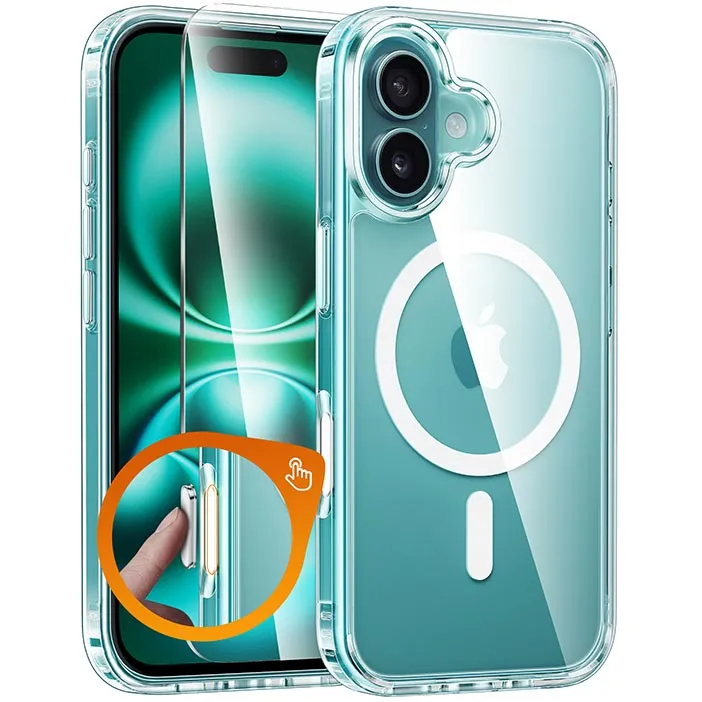 FNTCASE for iPhone 16 Case: Support Camera Control Capture Magnetic Military Grade Drop Protection Anti Yellowing Cell Phone Cover - Rugged Shockproof Transparent Cases(Camera Control) Affordable option