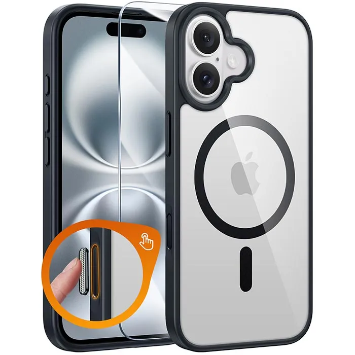 Durable structure Travel Companion FNTCASE for iPhone 16 Case: Support Camera Control Capture Magnetic Military Grade Drop Protection Anti Yellowing Cell Phone Cover - Rugged Shockproof Transparent Cases(Camera Control)