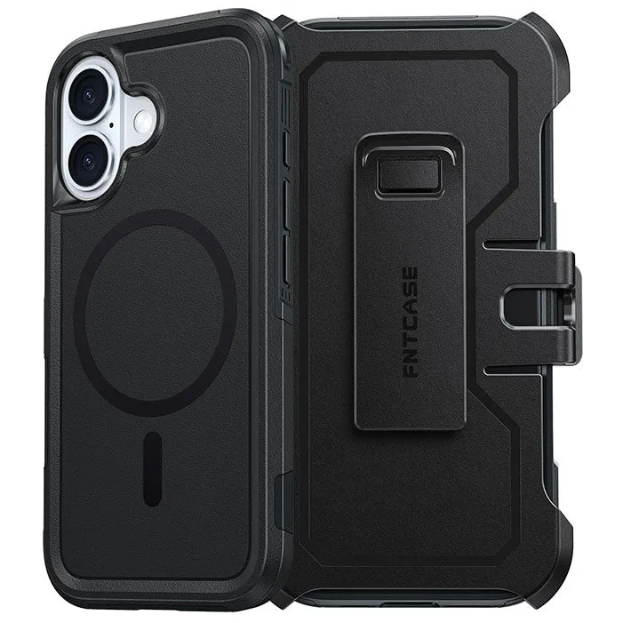 Stylish Edge FNTCASE for iPhone 16 Magnetic Case: Dual Layer Protective Phone Cover with Belt Clip Holster | Military Grade Dropproof Protection Durable Non Slip Textured Back
