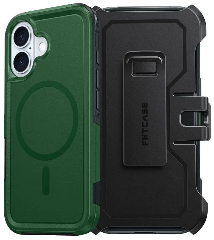 Modern Pattern Style FNTCASE for iPhone 16 Magnetic Case: Dual Layer Protective Phone Cover with Belt Clip Holster | Military Grade Dropproof Protection Durable Non Slip Textured Back