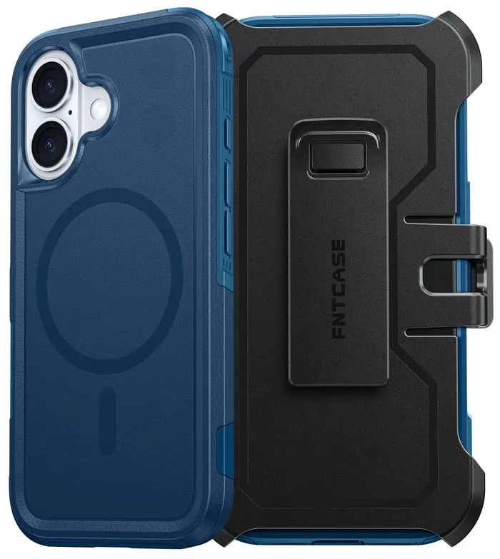 FNTCASE for iPhone 16 Magnetic Case: Dual Layer Protective Phone Cover with Belt Clip Holster | Military Grade Dropproof Protection Durable Non Slip Textured Back Elegant Shield