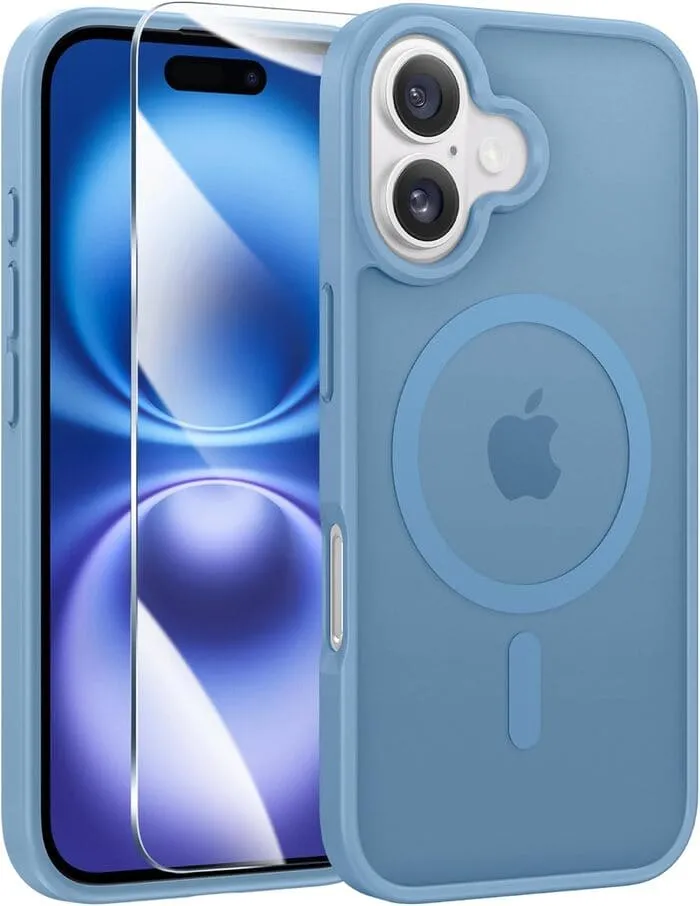 FNTCASE for iPhone 16 Phone Case: Magnetic Translucent Matte Shockproof Slim Phone Cover - Military Grade Drop Proof Hard Back Anti-Fingerprint Protective Case Gift Choice Sleek Surface