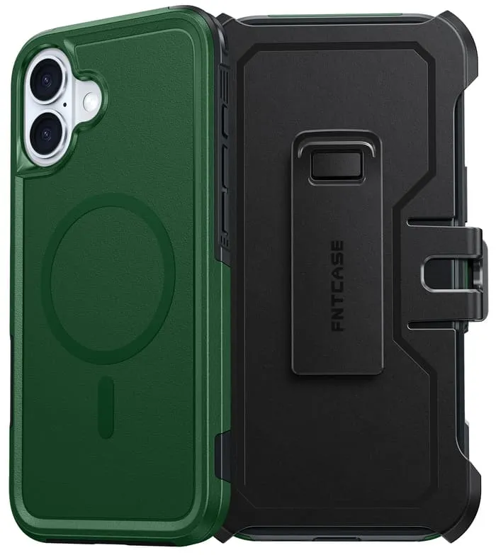 FNTCASE for iPhone 16 Plus 6.7 inch Magnetic Case: Dual Layer Protective Phone Cover with Belt Clip Holster | Military Grade Dropproof Protection Durable Non Slip Textured Back Urban Fashion