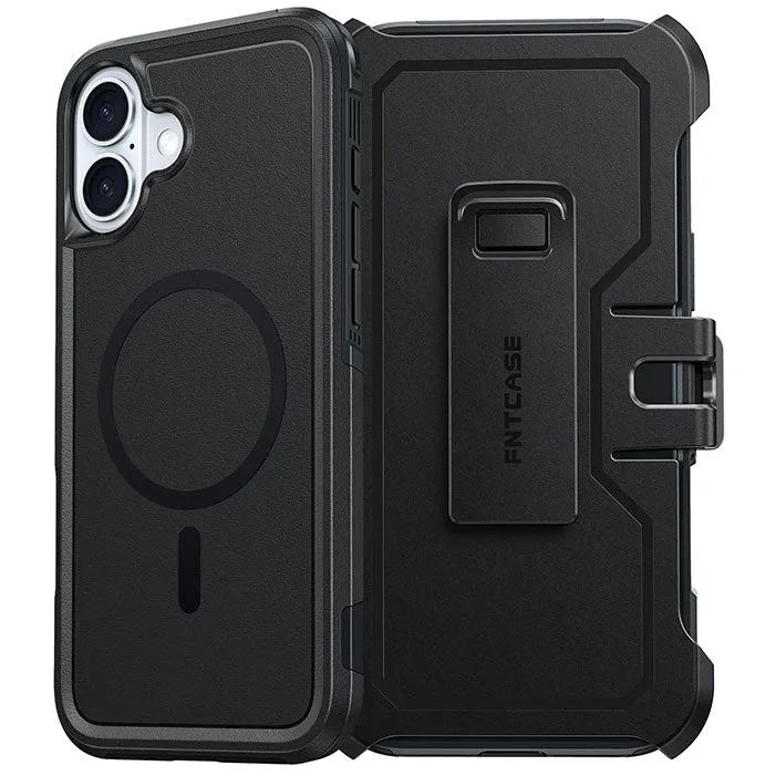 Hybrid Pattern Design FNTCASE for iPhone 16 Plus 6.7 inch Magnetic Case: Dual Layer Protective Phone Cover with Belt Clip Holster | Military Grade Dropproof Protection Durable Non Slip Textured Back