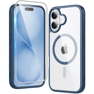 Everyday Carry FNTCASE for iPhone 16 Plus Case: Clear Anti Yellowing Magnetic Military Grade Drop Protection Cell Phone Cover - Rugged Shockproof Protective Bumper Transparent