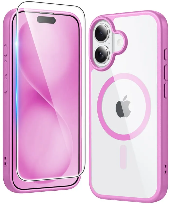 FNTCASE for iPhone 16 Plus Case: Clear Anti Yellowing Magnetic Military Grade Drop Protection Cell Phone Cover - Rugged Shockproof Protective Bumper Transparent Smooth Layer