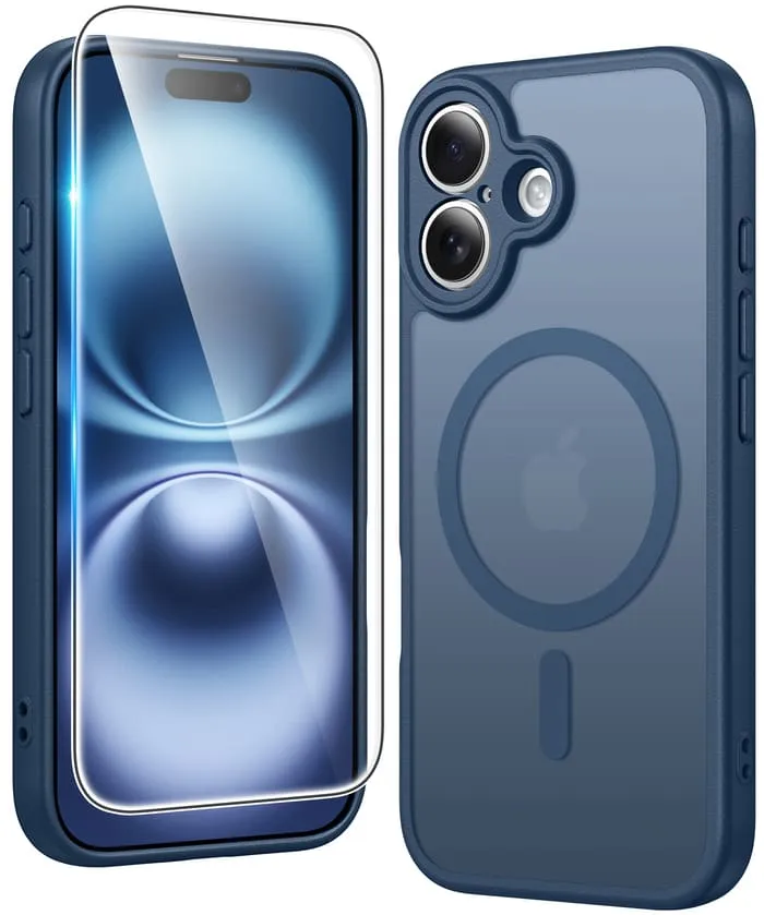 FNTCASE for iPhone 16 Plus Case: Strong Magnetic Translucent Matte Slim Shockproof Protective Drop Full Protection Phone Cover Compact Structure premium design