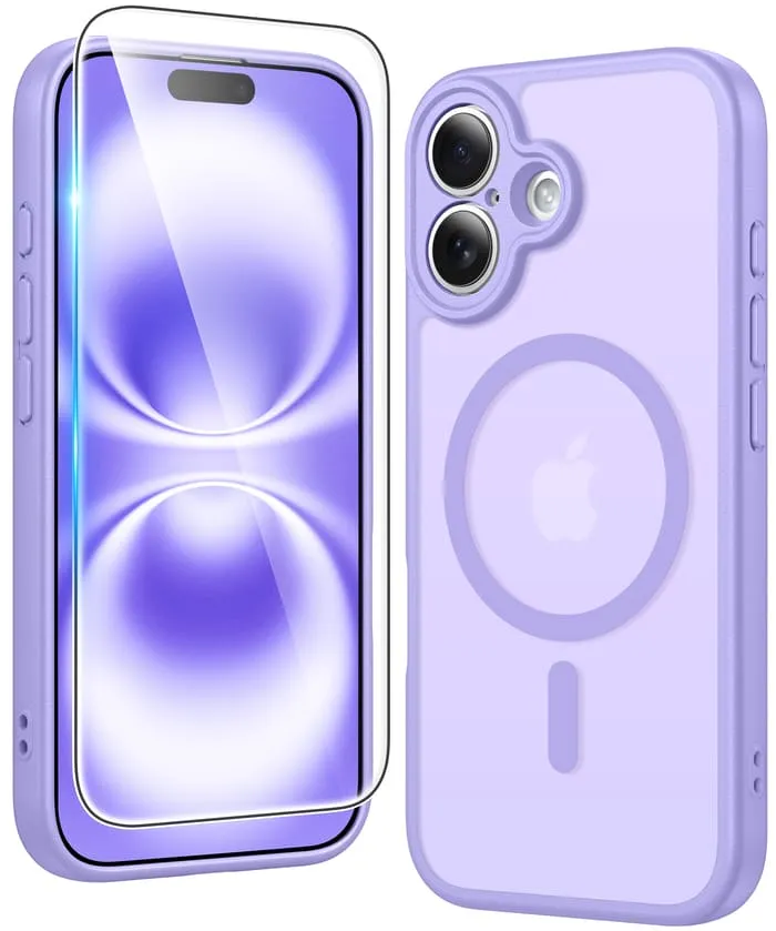 Reusable Material FNTCASE for iPhone 16 Plus Case: Strong Magnetic Translucent Matte Slim Shockproof Protective Drop Full Protection Phone Cover