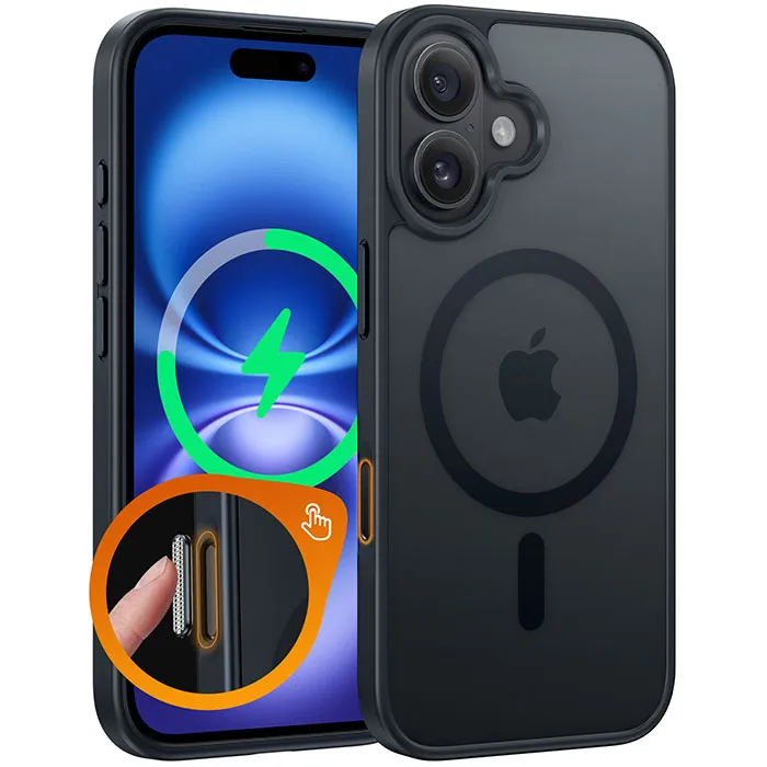 Rugged Build Texture FNTCASE for iPhone 16 Plus Case: Support Camera Control Capture Magnetic Matte Translucent Phone Case - Military Grade Drop-Proof Shockproof Slim Rugged Protective Cover