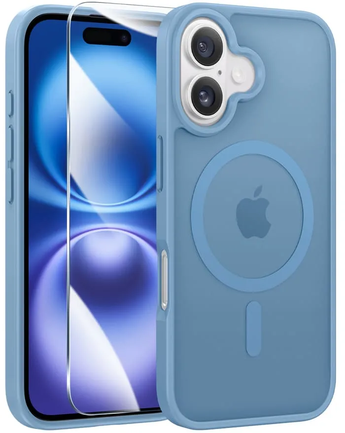 FNTCASE for iPhone 16 Plus Phone Case: Magnetic Translucent Matte Shockproof Slim Phone Cover - Military Grade Drop Proof Hard Back Anti-Fingerprint Protective Case Fashion Texture