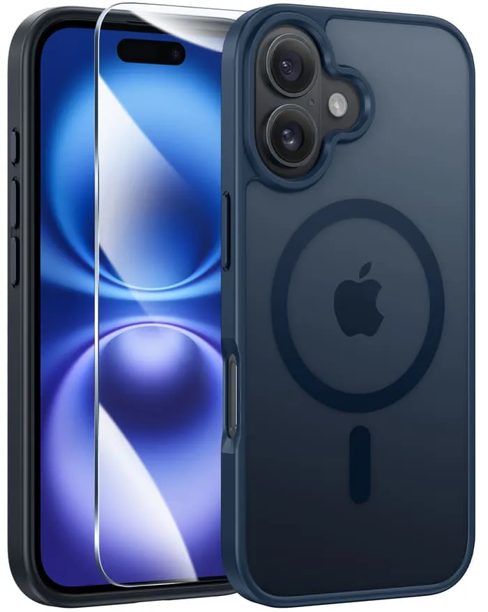 FNTCASE for iPhone 16 Plus Phone Case: Magnetic Translucent Matte Shockproof Slim Phone Cover - Military Grade Drop Proof Hard Back Anti-Fingerprint Protective Case Portable Grip Rugged Feel