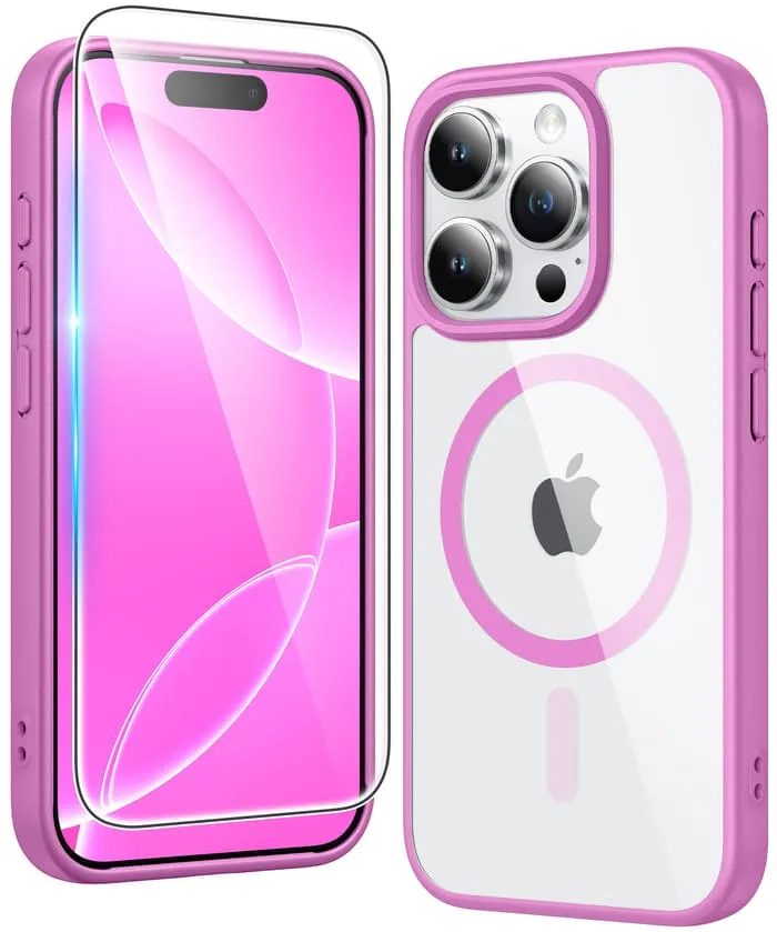 FNTCASE for iPhone 16 Pro Max Case: Clear Anti Yellowing Magnetic Military Grade Drop Protection Cell Phone Cover - Rugged Shockproof Protective Bumper Transparent Comfort Detail