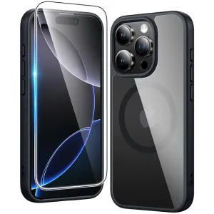 FNTCASE for iPhone 16 Pro Max Case: Clear Anti Yellowing Magnetic Military Grade Drop Protection Cell Phone Cover - Rugged Shockproof Protective Bumper Transparent easy installation