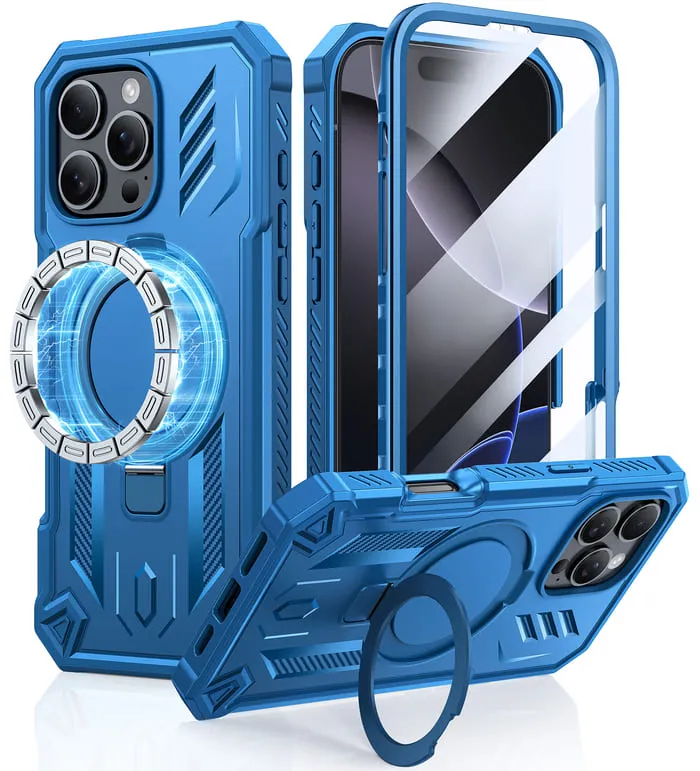 FNTCASE for iPhone 16 Pro Max Case with Ring Holder Magnetic Kickstand Military Grade Shockproof Protective Rugged Cell Phone Cover Office use Fashion Accessory