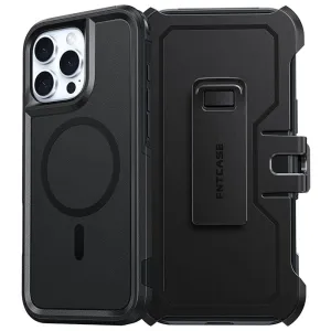 Wireless Charging Compatible Frosted Finish FNTCASE for iPhone 16 Pro Max Magnetic Case: Dual Layer Protective Phone Cover with Belt Clip Holster | Military Grade Dropproof Protection Durable Non Slip Textured Back