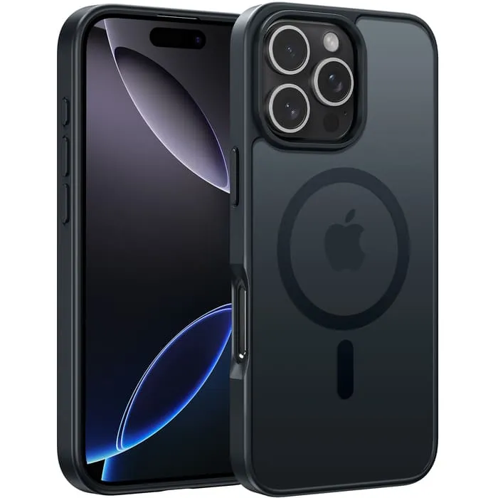 Refined Pattern Carbon Fiber FNTCASE for iPhone 16 Pro Phone Case: Magnetic Translucent Matte Shockproof Slim Phone Cover - Military Grade Drop Proof Hard Back Anti-Fingerprint Protective Case