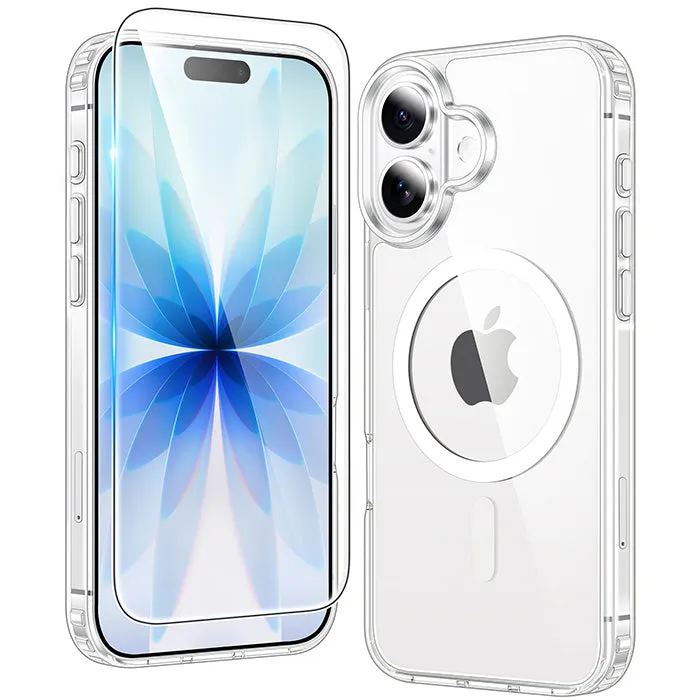 FNTCASE For iPhone 17 6.3 inch Clear Case: Magnetic Charging Shockproof Magsafe Support Luxury Texture Design