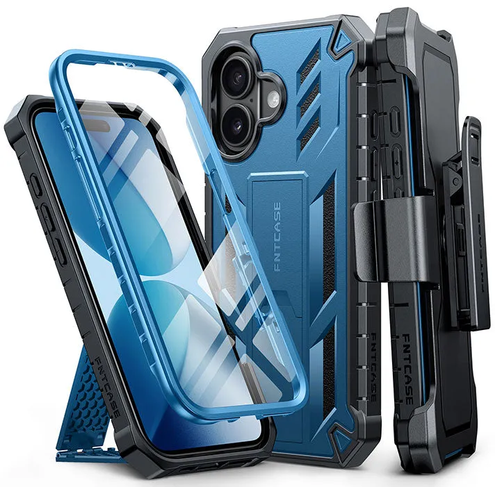 Practical Accessory Soft coating FNTCASE for iPhone 17 Case: Military Grade Rugged Cell Phone Cover with Kickstand and Belt Clip Holster