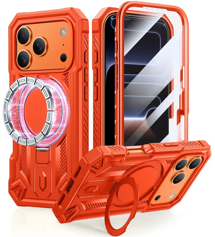 Outdoor Adventure Soft touch layer FNTCASE for iPhone 17 Pro Case with Ring Holder Magnetic Kickstand Military Grade Shockproof Protective Rugged Cell Phone Cover