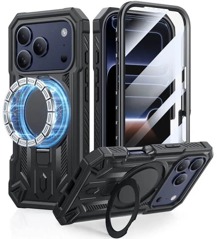 Soft Layer Strong Grip FNTCASE for iPhone 17 Pro Case with Ring Holder Magnetic Kickstand Military Grade Shockproof Protective Rugged Cell Phone Cover