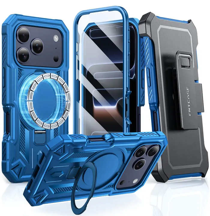 Premium Texture Anti glare FNTCASE for iPhone 17 Pro Case with Ring Holder Magnetic Kickstand Military Grade Shockproof Protective Rugged Cell Phone Cover with Belt Clip Holster