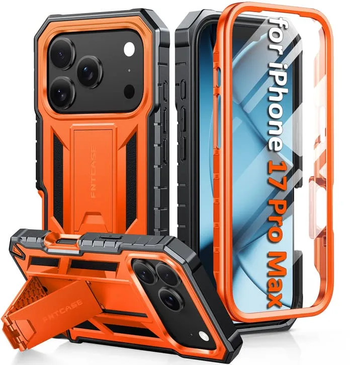 Daily Style FNTCASE For iPhone 17 Pro Max 6.9 inch Phone Case: Military Grade Shockproof with Built-in Screen Protector and Kickstand