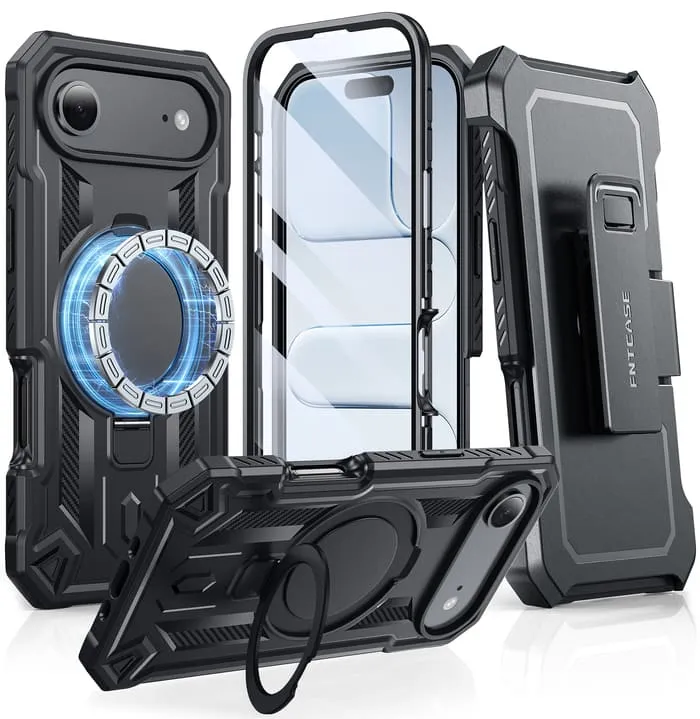 Marble Texture FNTCASE for iPhone Air Case with Ring Holder Magnetic Kickstand Military Grade Shockproof Protective Rugged Cell Phone Cover with Belt Clip Holster