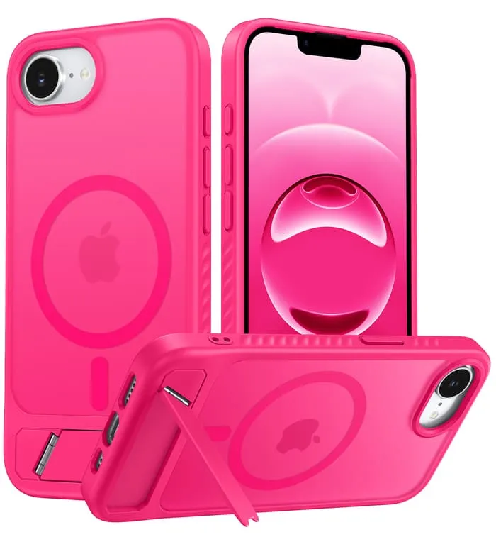 FNTCASE for iPhone SE 4/ SE 2025/ 16E Case: Magnetic Translucent Matte Phone Cover with Kickstand Military Grade Shockproof Protective Drop Protection Stand Phone Case Slim Rugged Scratch Resistant