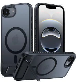 FNTCASE for iPhone SE 4/ SE 2025/ 16E Case: Magnetic Translucent Matte Phone Cover with Kickstand Military Grade Shockproof Protective Drop Protection Stand Phone Case Slim Rugged Vivid Surface Detail