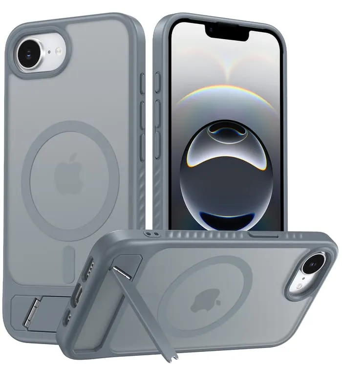Elegant Style FNTCASE for iPhone SE 4/ SE 2025/ 16E Case: Magnetic Translucent Matte Phone Cover with Kickstand Military Grade Shockproof Protective Drop Protection Stand Phone Case Slim Rugged