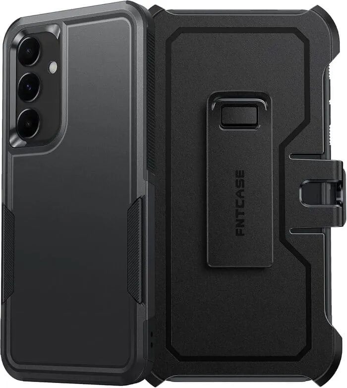 FNTCASE for Samsung Galaxy A35 Case: Dual Layer Military Grade Drop Protection Phone Cover with Belt-Clip Holster | Rugged Durable Heavy Duty Shockproof Protective Bumper Tough Sleek Build Flexible Layer Design
