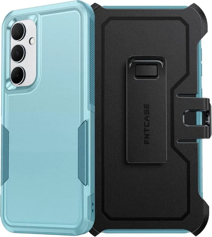 Gloss Touch Easy Grip FNTCASE for Samsung Galaxy A35 Case: Dual Layer Military Grade Drop Protection Phone Cover with Belt-Clip Holster | Rugged Durable Heavy Duty Shockproof Protective Bumper Tough