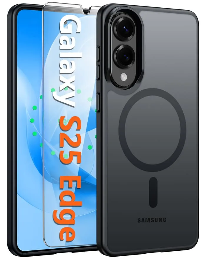 Premium Texture Design Gloss Texture FNTCASE for Samsung Galaxy S25 Edge 6.7 Inch Phone Case: Magnetic Translucent Matte Shockproof Slim Phone Cover - Military Grade Drop Proof Hard Back Anti-Fingerprint Protective Case