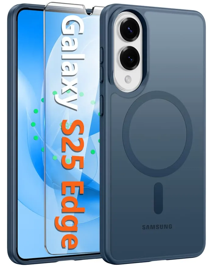 Durable Edge Layer Colorful Design FNTCASE for Samsung Galaxy S25 Edge 6.7 Inch Phone Case: Magnetic Translucent Matte Shockproof Slim Phone Cover - Military Grade Drop Proof Hard Back Anti-Fingerprint Protective Case