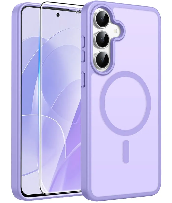 Protective Lining FNTCASE for Samsung Galaxy S25 FE Case: Strong Magnetic Translucent Matte Slim Shockproof Protective Drop Protection Phone Cover