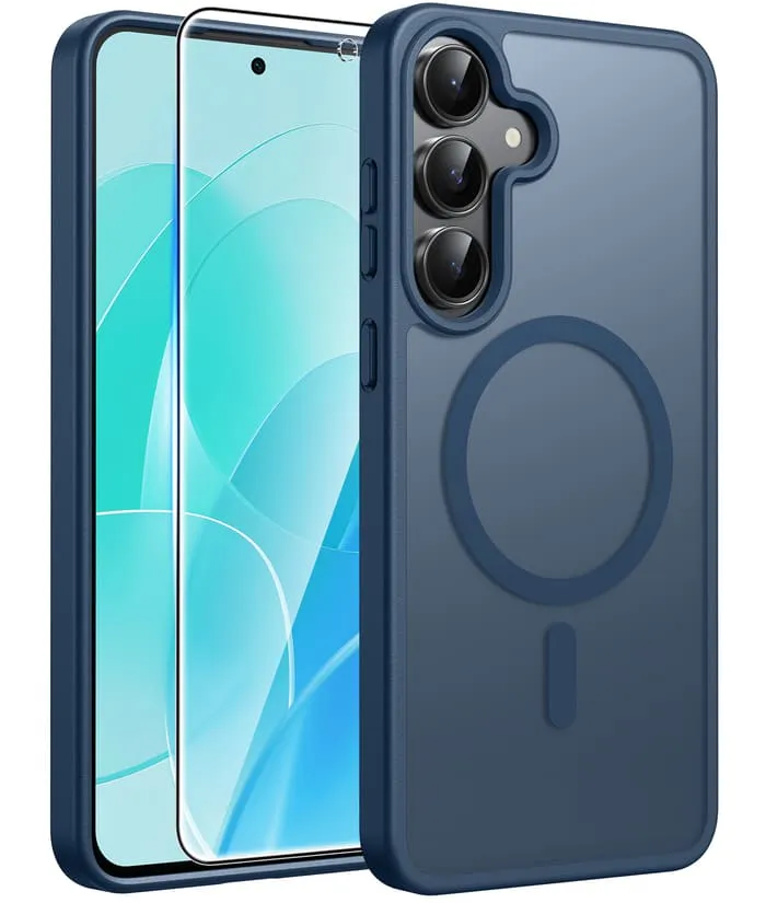 Impact Resistant FNTCASE for Samsung Galaxy S25 FE Case: Strong Magnetic Translucent Matte Slim Shockproof Protective Drop Protection Phone Cover