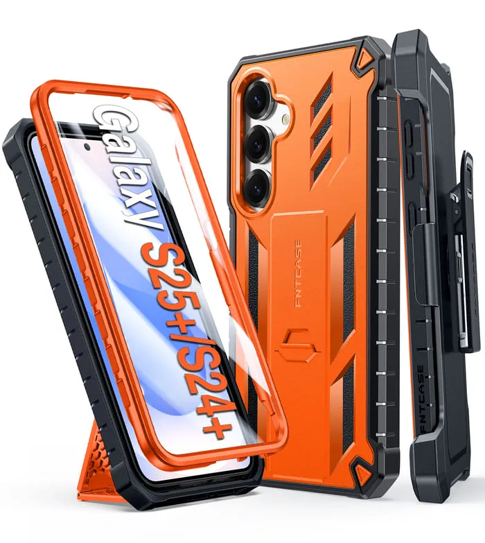FNTCASE For Samsung Galaxy S25 / S24  5G 6.7 inch Phone Case: Rugged Protective Phone Case with Belt Clip Holster and Kickstand Marble Pattern