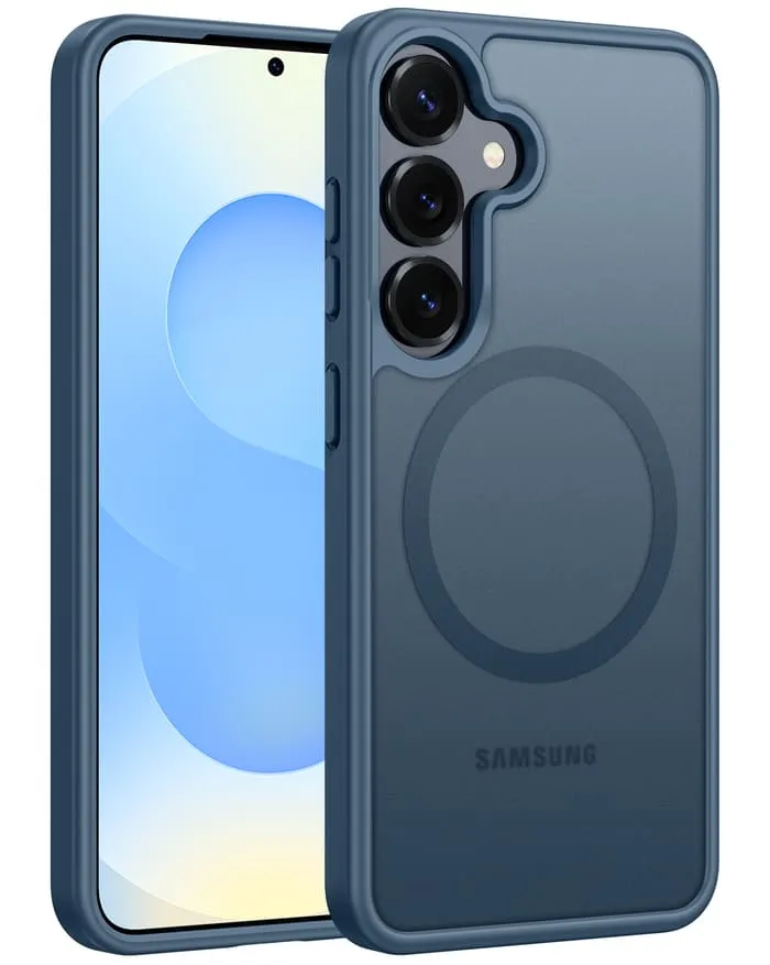 FNTCASE for Samsung Galaxy S25/ S24 6.2 Inch Phone Case: Magnetic Translucent Matte Shockproof Slim Phone Cover - Military Grade Drop Proof Hard Back Anti-Fingerprint Protective Case Carbon Fiber