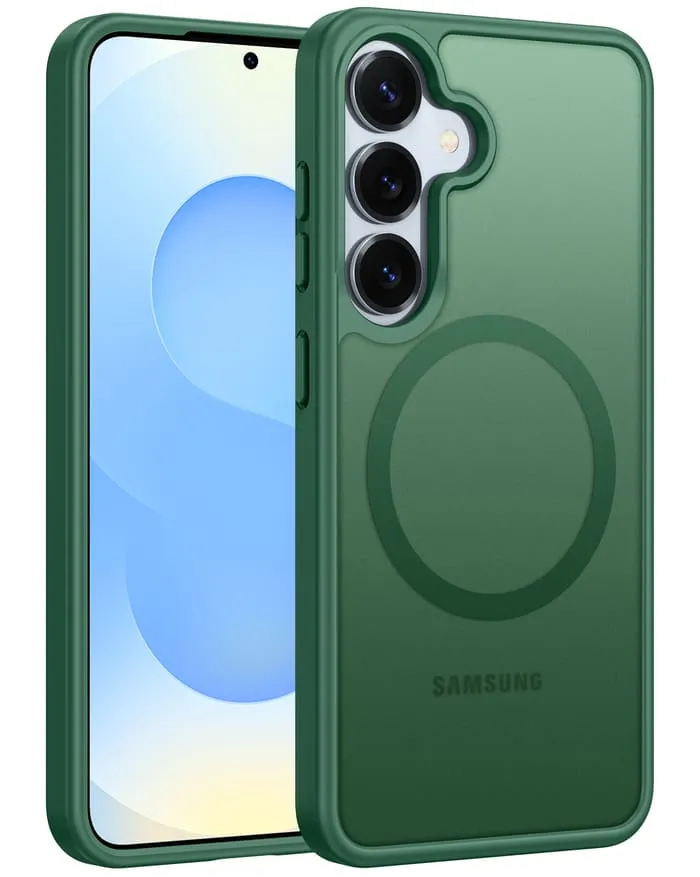 Soft edges FNTCASE for Samsung Galaxy S25/ S24 6.2 Inch Phone Case: Magnetic Translucent Matte Shockproof Slim Phone Cover - Military Grade Drop Proof Hard Back Anti-Fingerprint Protective Case