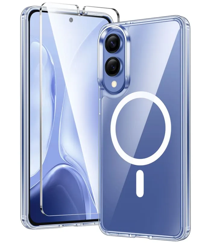 Perfect Fit Protective Shell FNTCASE for Samsung S25 Edge 6.7 inch Case: Magnetic Charging Anti Yellowing Shockproof Magsafe Support Phone Case