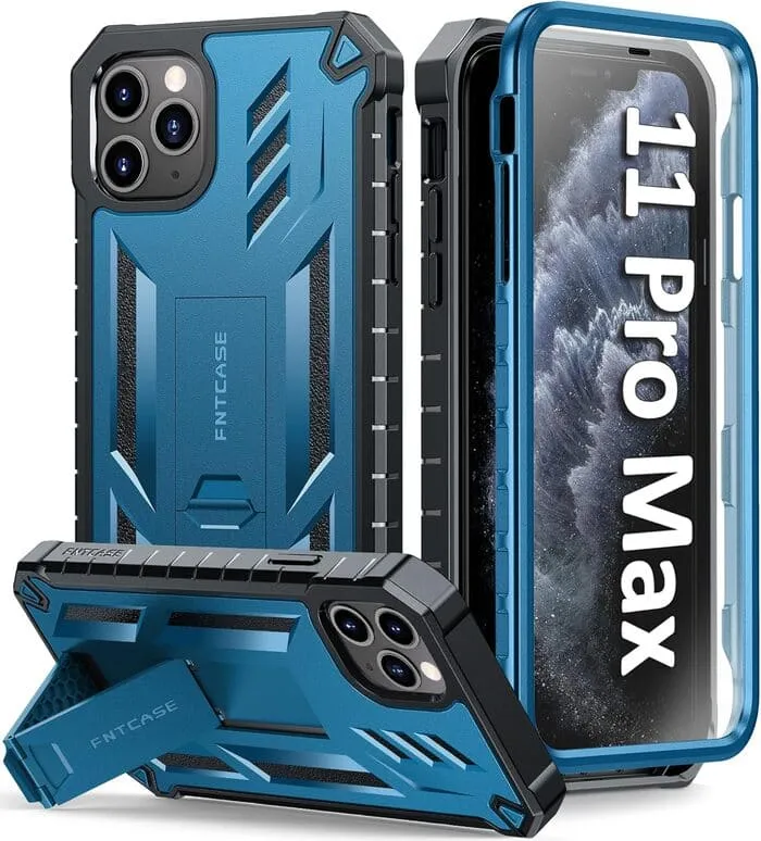 Urban Style Classic Look FNTCASE iPhone 11 Pro-Max Case: Rugged Shockproof Protective Case with Kickstand