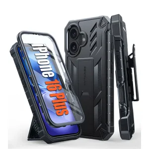 Portable Shield FNTCASE iPhone 16 Plus Phone Case: Rugged Protective Phone Case with Belt Clip Holster and Kickstand
