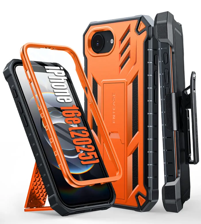 Light Finish FNTCASE iPhone SE 4/ SE 2025/ 16E Phone Case: Rugged Protective Phone Case with Belt Clip Holster and Kickstand