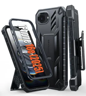 FNTCASE iPhone SE 4/ SE 2025/ 16E Phone Case: Rugged Protective Phone Case with Belt Clip Holster and Kickstand Comfort Texture Finish Gloss Layer Finish