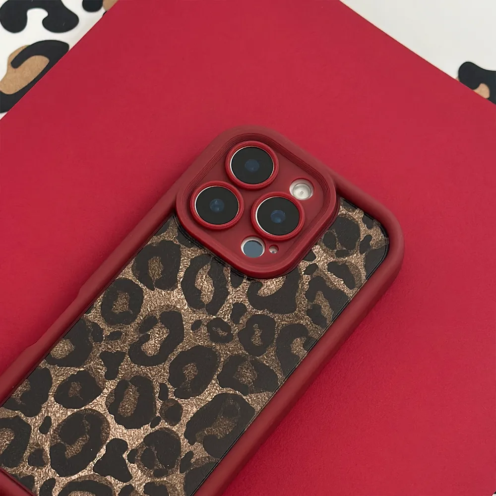 Burgundy Leopard Phone Case Matte Look