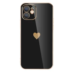 Full Lens Protection Plated Heart Phone Case For iPhone Stylish Touch