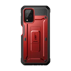 Galaxy A12 Unicorn Beetle Pro Rugged Holster Case-Metallic Red Matte Texture Soft touch layer